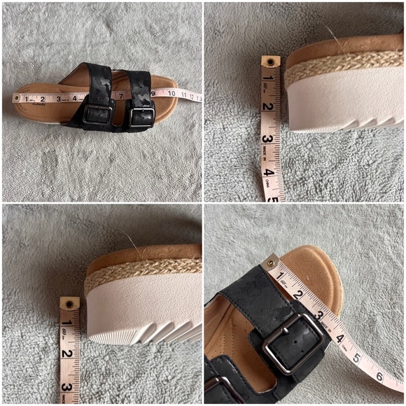 NWT Clarks Lana Beach Flatform Slip-On Platform Sandal Animal Print Black Camo - Picture 12 of 12